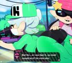 baseball_cap beanie big_butt butt butt_grab clothing dialogue duo eyewear female glistening glistening_body glistening_clothing gun hand_on_butt hat headgear headwear looking_back lying mask on_front ranged_weapon rifle sniper_rifle splat_charger splatterscope sunglasses text tight_clothing weapon somescrub nintendo splatoon callie_(splatoon) marie_(splatoon) animal_humanoid cephalopod cephalopod_humanoid humanoid inkling marine marine_humanoid mollusk mollusk_humanoid absurd_res english_text hi_res