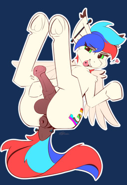 anal anal_penetration animal_genitalia animal_penis anus balls blue_mane blue_tail bodily_fluids butt buttplug buttplug_in_ass buttplug_insertion cutie_mark dock_(anatomy) dock_piercing ear_piercing ear_tuft equine_anus equine_genitalia equine_penis erection feathered_wings feathers feral flared_penis fur furgonomic_piercing furgonomics genital_fluids genitals green_eyes heart_symbol hooves industrial_piercing inner_ear_fluff legs_up lying male mane medial_ring multicolored_mane multicolored_tail object_in_ass on_back penetration penis piercing plug_(sex_toy) plug_insertion precum presenting presenting_anus presenting_balls presenting_hindquarters presenting_penis puffy_anus quadruped red_mane red_tail sex_toy sex_toy_in_ass sex_toy_insertion simple_background solo tail transparent_background transparent_buttplug tuft underhoof white_body white_feathers white_fur white_wings wings pedalspony hasbro my_little_pony mythology fan_character pedals_(pedalspony) equid equine mammal mythological_creature mythological_equine pegasus 2021 absurd_res alpha_channel hi_res signature trans_(lore) trans_woman_(lore)