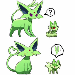 :3 ambiguous_gender bar_emanata blue_inner_ear blush daww duo emanata eyes_closed facial_markings facial_tuft feral forehead_gem forked_tail fur gem gesture green_body green_fur green_markings happy head_markings heart_symbol larger_ambiguous markings monotone_body monotone_fur open_mouth open_smile paws pupils purple_eyes quadruped question_mark red_eyes red_gem simple_background sitting size_difference smaller_ambiguous smile speech_bubble tail tail_gesture tail_heart tail_motion tailwag tuft unusual_anatomy unusual_tail white_background white_pupils tontaro nintendo pokemon eeveelution espeon felid generation_2_pokemon generation_9_pokemon mammal pokemon_(species) shiny_pokemon sprigatito 1:1 2022 2d_animation animated cel_shading colored frame_by_frame loop no_sound pictographics seamless_loop shaded short_playtime simple_shading video