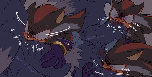 angry anthro bite blood blush blush_lines bodily_fluids chewing duo fangs fur male male/male onomatopoeia shoulder_bite sound_effects sweat sweatdrop teasing teeth text vampire_shadow_the_hedghog shipslucia sega sonic_the_hedgehog_(series) sonic_unleashed shadow_the_hedgehog sonic_the_hedgehog sonic_the_werehog eulipotyphlan hedgehog mammal vampire werecreature wereeulipotyphlan werehog hi_res