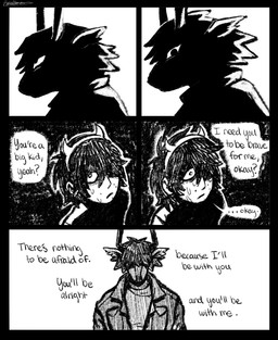 accessory anthro bodily_fluids clothing dialogue duo female headband jacket stare sweat sweatdrop text topwear young bakedbananners deltarune undertale_(series) dess_holiday kris_dreemurr deer human mammal new_world_deer reindeer 2025 comic english_text hi_res monochrome shaded nonbinary_(lore)