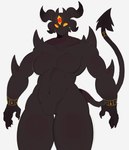 3_eyes black_body breasts claws featureless_breasts featureless_crotch female horn mouthless multi_eye navel nude red_eyes solo spade_tail spikes spikes_(anatomy) tail yellow_sclera hanaarts demon demon_humanoid humanoid hi_res portrait three-quarter_portrait