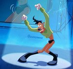 anthro bulge clothing dancing detailed_bulge jiggling male solo underwear enmtoonz disney goof_troop powerline_(goof_troop) canid canine canis domestic_dog mammal absurd_res hi_res