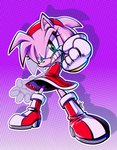 accessory angry anthro boots clothing female footwear gloves green_eyes hair_accessory hairband handwear shoes solo teeth thin_calves thin_legs thin_thighs thegreatrouge sega sonic_the_hedgehog_(series) amy_rose eulipotyphlan hedgehog mammal 2020 signature