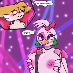 1990s_theme anthro beak big_breasts big_penis bodily_fluids breast_play breast_squish breasts chest_tuft degradation duo ear_piercing eyebrows eyelashes female fluffy fluffy_ears genitals glistening glistening_body laser lights lipstick long_penis machine makeup male male/female metallic_body neon neon_lights penis piercing raised_eyebrow sex squish tears thick_eyelashes titfuck tuft unimpressed poisonedcherry_(artist) five_nights_at_freddy's five_nights_at_freddy's:_security_breach scottgames steel_wool_studios glamrock_chica luxia_the_braxien_(gfox) animatronic avian bird chicken galliform gallus_(genus) phasianid robot 1:1 hi_res