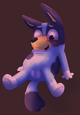 anthro anus blush female genitals simple_background solo vulva young airbagk bluey_(series) bluey_heeler australian_cattle_dog canid canine canis cattledog domestic_dog herding_dog mammal pastoral_dog absurd_res hi_res