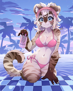 Rating: q
ID: 5758618
Date: 2025-08-05 15:58:00 -0400
Status: active
Score: 38
absurd_res accessory anthro beverage bikini blonde_hair blue_eyes brown_body brown_fur buns clothing countershading dripping felid female fur hair hair_accessory hairclip headband hi_res mammal marcy_wong_(zombiecowherd) markings monster_energy moon_(marking) multicolored_body multicolored_fur nipple_outline palm_tree pantherine pink_bikini pink_clothing pink_hairclip pink_headband pink_nose pink_swimwear plant platinum_blonde pool solo striped_arms striped_body striped_fur striped_legs striped_markings striped_tail stripes swimwear tail tail_markings thalassophilia_(zombiecowherd) tiger tile tree two-piece_swimsuit water wet yellow_body yellow_fur yoshinokyoko post #5758618
