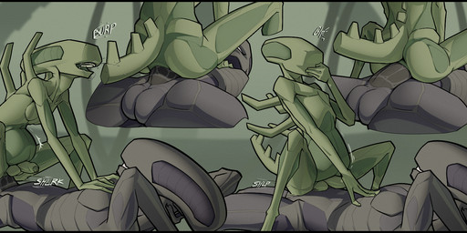 4_fingers abdominal_bulge anal anal_penetration anthro balls balls_deep big_penis bodily_fluids burping cowgirl_position cum cum_in_ass cum_inflation cum_inside duo erection femboy fingers from_front_position genital_fluids genitals green_body green_skin grey_body grey_skin grinding inflated_belly inflation long_penis long_tail male male/male moan nude on_bottom on_top open_mouth penetration penis rough_sex sex size_difference small_penis sound_effects tail teeth tight_fit wet petresko alien_(franchise) kayzee_(kanekasier) alien xenomorph hi_res