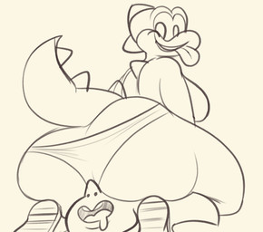 anthro big_breasts big_butt breasts butt clothed clothing duo facesitting female footwear open_mouth overweight panties side_boob sitting sitting_on_another smile thick_thighs tongue underwear ota_(artist) anon sydney_swamp_(vimhomeless) crocodile crocodilian reptile scalie 2d_animation animated frame_by_frame loop monochrome