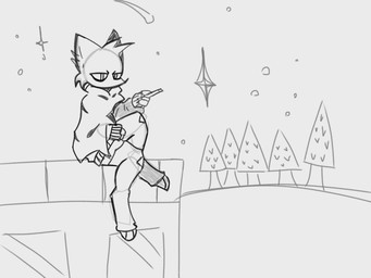 anthro biped cigarette clothed clothing feet footwear forest fully_clothed high_place legwear male night on_wall outside plant poncho shooting_star sitting sky solo star starry_sky sweater thigh_highs toeless_footwear topwear tree tuna_lover29_(artist) canid canine fox mammal 4:3 digital_drawing_(artwork) digital_media_(artwork) full-length_portrait hi_res line_art monochrome portrait sketch