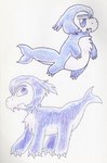 anthro chest_tuft chibi claws cute_fangs fangs feral looking_aside looking_at_viewer male side_view standing tail teeth tuft teochronico moonstone_(teochronico) cetacean chimera hybrid mammal marine reptile scalie snake colored_pencil_(artwork) hi_res traditional_media_(artwork)