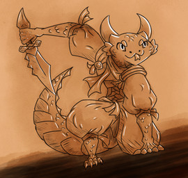 action_pose anthro blep claws dagger horn looking_forward male melee_weapon pose scales scaly_tail solo tail tongue tongue_out weapon loafofbirb dungeons_and_dragons hasbro inktober weretober wizards_of_the_coast kobold scalie hi_res