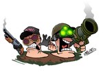 4_fingers ambiguous_gender angry armor baseball_cap black_clothing black_gloves black_handwear black_hat black_headwear clenched_teeth clothing combat_helmet duo eyewear feral fingers fist floating_hands glasses gloves goggles gun handwear hat headgear headwear helmet holding_object holding_ranged_weapon holding_weapon limbless multiple_weapons night_vision_goggles open_mouth ranged_weapon rocket_launcher shotgun simple_background smoke sunglasses teeth tongue toony weapon white_background emogi worms_(series) worm worm_(worms) 2024 digital_drawing_(artwork) digital_media_(artwork) hi_res