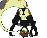 anthro big_tail bottomwear butt clothed clothing electronics evening_gloves headphones legwear male navel presenting presenting_hindquarters skimpy solo tail thigh_highs topwear topazknight jack_(topazknight) lizard reptile scalie colored