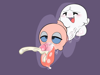 all_the_way_through ambiguous_threading anal anal_penetration anal_threading balls big_penis blush bodily_fluids cum cumshot cute_fangs duo ejaculation erection fangs fellatio female floating_head_creature genital_fluids genitals huge_penis humanoid_genitalia humanoid_penis hyper hyper_genitalia hyper_penis male not_furry open_mouth oral orgasm penetration penile penile_penetration penis reverse_blowjob sex teeth threaded_by_penis tongue tongue_out tongue_out_fellatio vein veiny_penis white_balls white_body white_penis dizzytizzy mario_bros nintendo super_mario_sunshine boo_(mario) boo_block ghost spirit 4:3 hi_res