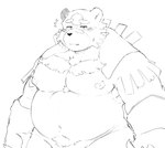 anthro belly blush bodily_fluids kemono looking_at_viewer male moobs navel nipples overweight overweight_male solo sweat dragon_night800 nintendo pokemon pokemon_legends_arceus bear generation_8_pokemon mammal pokemon_(species) ursaluna 2022 hi_res monochrome