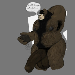 animal_genitalia animal_penis anthro armpit_hair balls becoming_erect belly big_balls big_nipples big_penis black_hair black_nipples body_hair butt_hair claws darkened_balls darkened_genitalia darkened_penis equine_genitalia equine_penis eyebrows genitals grower hair hairy half-erect hand_behind_head happy_trail huge_penis hyper hyper_genitalia hyper_penis long_penis looking_away male mane medial_ring moobs nipples overweight pawpads penis pubes smile solo talking_to_viewer text tusks unibrow vein veiny_penis adrian_dough bearnard_adams bear black_bear mammal ursine english_text hi_res