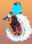 4_ears anthro armor big_butt blue_hair blue_lips bottomwear butt chest_tuft clothing curvy_figure female fluffy fluffy_chest fluffy_tail footwear fur hair horn jacket lips long_hair long_tail multi_ear neck_tuft pants science_fiction shoes solo tail topwear tuft zortrex mythology cloudy_(zortrex) dragon furred_dragon furred_scalie mythological_creature mythological_scalie scalie absurd_res hi_res