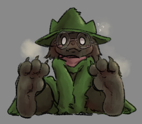 3_toes anthro barefoot black_body bodily_fluids clothing eyewear feet foot_fetish glasses green_clothing male simple_background solo steam sweat toes sousaku_san deltarune undertale_(series) ralsei darkner