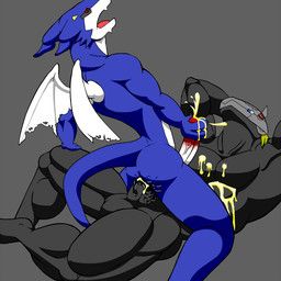 abs anal anal_penetration anthro anus armor balls biceps big_balls big_muscles big_penis black_body black_eyes black_penis black_skin blue_body blue_eyes blue_skin bodily_fluids butt countershading cowgirl_position cum cum_in_ass cum_inside cum_on_arm cum_on_belly cum_on_body cum_on_butt cum_on_chest cum_on_hand cum_on_penis cum_string cum_while_penetrated cumshot dripping duo ejaculation erection flexing from_front_position genital_fluids genitals grasp grey_background hands_behind_head headgear helmet horn leaking looking_up lying male male/male male_on_bottom male_on_top male_penetrated male_penetrating male_penetrating_male manly mask masturbation membrane_(anatomy) membranous_wings messy muscular muscular_male narrowed_eyes nude on_back on_bottom on_ground on_top open_mouth orgasm orgasm_face pecs penetration penile penile_masturbation penis pink_body pink_skin raised_arm red_eyes red_penis sex simple_background sitting spread_legs spreading squint straddling tail thick_penis tongue vein veiny_penis white_body white_penis white_skin wings chocobo4869 bandai_namco digimon mythology blackwargreymon digimon_(species) dragon exveemon mythological_creature mythological_scalie scalie 1:1