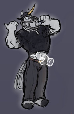 1_horn anthro biped black_bottomwear black_clothing black_hat black_headwear black_pants black_shirt black_topwear bottomwear clothed clothed_anthro clothed_male clothing disembodied_hand fur grey_background grey_body grey_fur hat headgear headwear hooves horn male navel pants shirt simple_background solo_focus standing tail tickle_fetish tickling tickling_belly tickling_navel topwear translucent translucent_hand umpire whistle_(object) whistle_in_mouth kctk mythology equid equine ghost mammal mythological_creature mythological_equine spirit unicorn