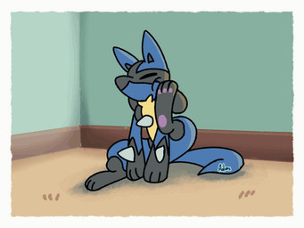 3_fingers 3_toes acting_like_a_dog ambiguous_gender animated_gif anthro daww eyes_closed feet fingers fur inside pawpads scratching sitting solo text toes wall_(structure) advos nintendo pokemon canid canine generation_4_pokemon lucario mammal pokemon_(species) 2d_animation 4:3 animated artist_name digital_media_(artwork) frame_by_frame high_framerate short_playtime