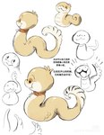 ambiguous_gender collar cute_fangs fangs feral fur simple_background solo teeth text white_background yogin spot_(yogin) canid canine canis domestic_dog furred_scalie furred_snake hybrid mammal reptile scalie snake chinese_text hi_res sketch translated