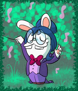 4_fingers anthro blue_hair border bottomwear bow_tie brown_clothing brown_footwear brown_shoes buckteeth button_(fastener) closed_smile clothed clothed_anthro clothed_female clothing conducting_baton eyes_closed eyewear female female_anthro fingers flat_chested footwear fully_clothed fully_clothed_anthro fully_clothed_female fur glasses grass green_border hair hair_bun holding_baton holding_object light long_ears maestro mouth_closed musical_note musical_symbol noseless outside pants pawpads plant purple_bottomwear purple_clothing purple_pants purple_suit purple_topwear purple_vest red_bow_tie round_glasses shoes smile solo suit symbol tan_inner_ear tan_pawpads teeth topwear vest white_body white_fur randomrabbidramblings mario_plus_rabbids_sparks_of_hope nintendo raving_rabbids rayman_(series) ubisoft allegra_(mario_plus_rabbids) lagomorph mammal rabbid 2023 colored digital_drawing_(artwork) digital_media_(artwork) english_description full-length_portrait lighting portrait shaded