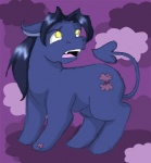 abstract_background ambiguous_gender crossover equid equine fur hasbro horse mammal marvel my_little_pony nightcrawler ponification pony pre-g4 purple_background purple_body purple_fur simple_background smoke solo surprise symbol tail unknown_artist x-men yellow_eyes