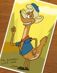 anthro anus clothing female genitals hat headgear headwear micro_calves micro_legs micro_thighs on_model pussy solo text thin_arms thin_calves thin_legs thin_thighs glacierk paint34 camp_lazlo cartoon_network jane_doe_(camp_lazlo) deer mammal english_text