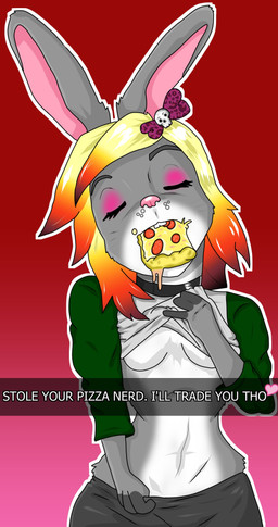 anthro female pink_nose simple_background solo text evilthabad nail_(evilthabad) hare lagomorph leporid mammal rabbit absurd_res english_text hi_res