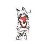 ambiguous_gender anthro black_ears black_eyeshadow black_nose clothing cross-popping_vein domestic_cat eyeshadow felid feline felis fur hi_res makeup mammal red_scarf scarf short_pants solo sweater ti_cross ti_cross_(character) topwear