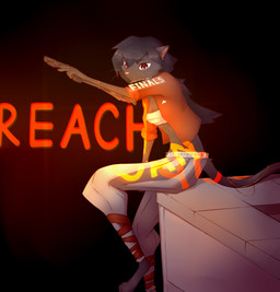 anthro black_body black_fur breasts clothing female fur gun hair hologram jewelry long_hair looking_at_viewer on_roof ranged_weapon sitting skinny small_breasts solo text weapon whiskers cdt2s the_finals snowflake_(cdt2s) domestic_cat felid feline felis mammal absurd_res hi_res