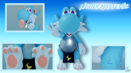 solo digimonforever mario_bros nintendo lighty_marteniz cyan_yoshi furred_yoshi yoshi 16:9 2020 3d_(artwork) dated digital_media_(artwork) hi_res signature tagme widescreen