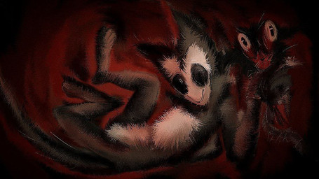ambiguous_gender anthro asphyxiation blood bodily_fluids choking dark feral gore insane solo squeezing toy plaksapisya alien domestic_cat felid feline felis mammal monster 16:9 widescreen