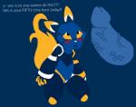 ambiguous_gender anthro blue_penis blush disembodied_penis duo erection genitals machine male mascot penis solo_focus text vein veiny_penis yellow_eyes mexifurfoof e621 esix android canid canine domestic_cat felid feline felis mammal robot 2018 digital_drawing_(artwork) digital_media_(artwork) english_text