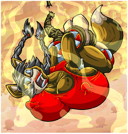 anthro big_breasts black_hair boots border bottomwear bound breasts brown_body brown_eyes brown_fur clothing crop_top falling female footwear fur gloves hair handwear hat headgear headwear huge_breasts lava lips nipple_outline open_mouth rope shirt shoes shorts solo tan_body tan_fur teeth topwear white_border virus-20 june_coyote canid canine canis coyote mammal 2016 digital_media_(artwork)