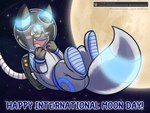 astronaut backpack blush conditional_dnp eeveelution english_text eyewear feral floating generation_2_pokemon glasses glowing happy hi_res in_space kaz_mercais lying male moon nintendo on_back orbit pocketpaws pokemon pokemon_(species) pokemon_mystery_dungeon shiny_pokemon solo space spacesuit spike_chunsoft star text umbreon wanderlust