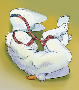 animal_genitalia anthro balls barefoot bdsm biped bodily_fluids bondage bound erection eyes_closed feet flexible fully_bound gag gagged genitals glans hogtied humanoid_genitalia humanoid_penis lying male nipples nude on_side penis restraints rope rope_bondage rope_gag rope_harness sharp_teeth sheath simple_background slim solo submissive submissive_male tears teeth kigoh-neko kigoh domestic_cat felid feline felis mammal aliasing digital_media_(artwork)