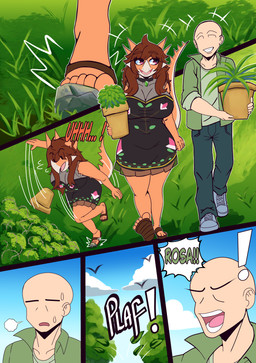 anthro big_breasts black_clothing black_dress bottomwear breasts clothed clothed_anthro clothed_female clothed_human clothed_male clothing cloud day denim denim_bottomwear denim_clothing dress duo female grass green_clothing green_jacket green_shirt green_topwear human_on_anthro interspecies jacket jeans male male/female non-mammal_breasts outside pants plant shirt text topwear walking kuroonivt cavemanon_studios goodbye_volcano_high ko_op_(game_developer) snoot_game anon_(snoot_game) rosa_(gvh) aquilops ceratopsian dinosaur human mammal marginocephalian ornithischian prehistoric_species reptile scalie absurd_res colored comic english_text hi_res