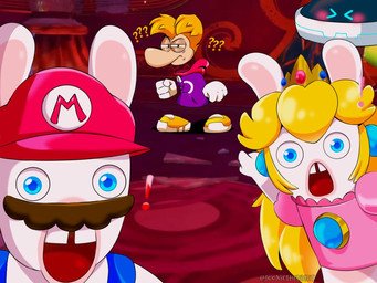 4_fingers anthro big_nose black_eyebrows blonde_hair blue_clothing blue_ear_piercing blue_eyes blue_overalls blue_pupils blush brown_facial_hair brown_mustache buckteeth closed_frown clothed clothed_anthro clothed_female clothed_humanoid clothed_male clothing confusion crown ear_piercing exclamation_point eyebrows facial_hair female female_anthro fingers fist floating_hands floating_head floating_torso footwear frown frowning_at_viewer fur gem group hair hat headgear headwear hoodie light long_hair looking_at_viewer machine male male_anthro male_humanoid metallic_body mouth_closed mouthless multicolored_body mustache narrowed_eyes no_eyebrows open_mouth overalls piercing pink_clothing pink_shirt pink_topwear pupils purple_clothing purple_hoodie purple_topwear question_mark red_clothing red_hat red_headwear red_tongue ruby_(gem) sapphire_(gem) screen screen_face shirt shoes short_hair squint standing tan_body tan_inner_ear tan_skin teeth text tongue topwear two_tone_body white_body white_fur yellow_clothing yellow_footwear yellow_shoes jooniethenight mario_bros mario_plus_rabbids_kingdom_battle mario_plus_rabbids_sparks_of_hope nintendo raving_rabbids rayman_(series) two_soyjaks_pointing ubisoft beep-0 rabbid_mario rabbid_peach rayman humanoid lagomorph mammal rabbid raypeople_(rayman) robot 2024 4:3 artist_name colored crossover digital_drawing_(artwork) digital_media_(artwork) english_description lighting meme shaded