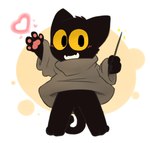 ambiguous_gender anthro black_body black_fur bottomless clothed clothing featureless_crotch fur heart_symbol magic_wand pawpads robe shota solo topwear topwear_only young oob google google_doodle magic_cat_academy momo_(google) male_(lore)