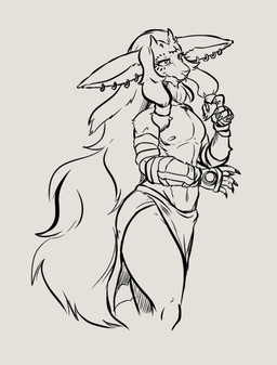 3_eyes anthro big_ears bottomwear bracelet clothed clothing ear_piercing hair horn jewelry loincloth long_hair male multi_eye nipples piercing solo thick_thighs topless nippleghost nintendo tears_of_the_kingdom the_legend_of_zelda rauru_(tears_of_the_kingdom) zonai black_and_white monochrome