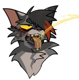alternative_fashion bangs bodily_fluids duo emo feral fur genital_fluids grey_body grey_fur male urine urine_in_mouth urine_on_tongue watersports wastepaw warriors_(book_series) ashfur_(thunderclan) domestic_cat felid feline felis mammal bust_portrait portrait