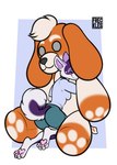 anthro corndog duo eyes_closed female food happy hug pawpads plushie simple_background freckles_(artist) pecas_(freckles) canid canine canis domestic_dog inanimate_object mammal 2024 signature