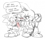 anthro balls erection female genitals group male penis text thin_thighs skinbark archie_comics classic_sonic_(universe) sega sonic_the_hedgehog_(archie) sonic_the_hedgehog_(comics) sonic_the_hedgehog_(series) amy_rose antoine_d'coolette bunnie_rabbot classic_amy_rose canid canine canis coyote eulipotyphlan hedgehog lagomorph leporid mammal rabbit 2017 english_text monochrome