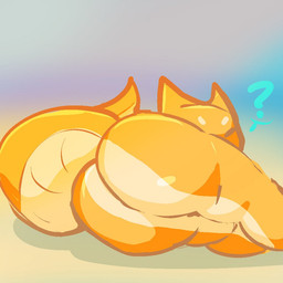 anthro big_butt butt eyes_closed female gradient_background grey_background looking_at_viewer looking_back looking_back_at_viewer lying nude on_side orange_body orange_scales question_mark scales simple_background solo tan_background tan_body tan_scales thick_thighs wide_hips tiik_(artist) ketra_(tiik) kobold scalie 1:1
