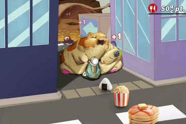 arm_rolls belly belly_squish big_cheeks bodily_fluids chubby_cheeks city fat_rolls feral food food_in_mouth gameplay_mechanics leg_rolls male neck_rolls obese obese_feral open_mouth overweight overweight_feral riding_motorcycle squish stuffing sweat vehicle weight_gain nommsalotl kirby_(series) kirby_air_riders nintendo rick_(kirby) shadow_star_(kirby) cricetid hamster mammal rodent waddle_doo wheelie_scooter_(kirby) 3:2 hi_res