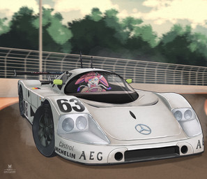 anthro car day drifting driving eyewear german_flag glasses male motorsports race_car racing racing_suit ribbons solo vehicle razgrizdl castrol mercedes-benz michelin nintendo pokemon sauber_c9 saubercalixto eeveelution generation_6_pokemon pokemon_(species) sylveon hi_res