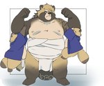 anthro asian_clothing belly big_belly black_nose brown_body clothing east_asian_clothing fundoshi group humanoid_hands japanese_clothing kemono male moobs nipples overweight overweight_male scar simple_background underwear white_clothing white_fundoshi white_underwear young inunoshippo lifewonders tokyo_afterschool_summoners gyobu's_underlings gyobu_(tas) canid canine mammal raccoon_dog tanuki 2023 hi_res